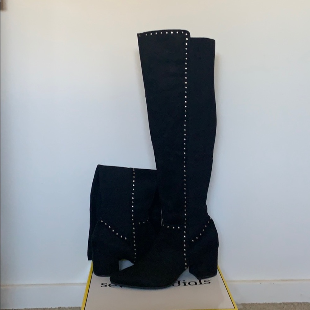 Seven Dials knee high black boots